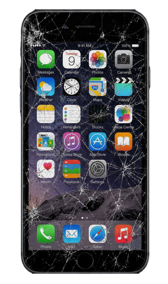 Cracked smartphone screen